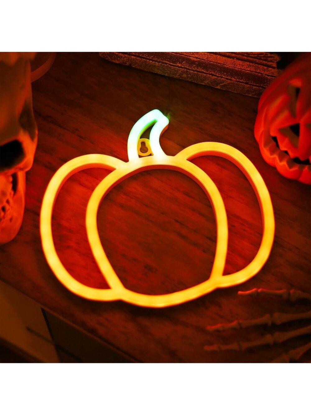 🎃1pack Orange Hang Pumpkin Neon Signs Light Halloween Thanksgiving Autumn Decor - Picture 6 of 7